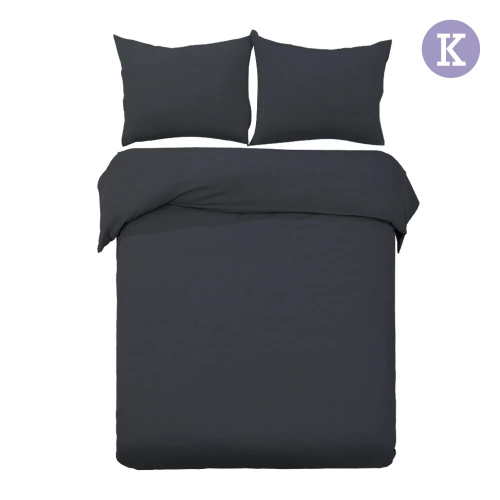 Giselle Bedding King Size Classic Quilt Cover Set – Black 3 Giselle Bedding King Size Classic Quilt Cover Set – Black