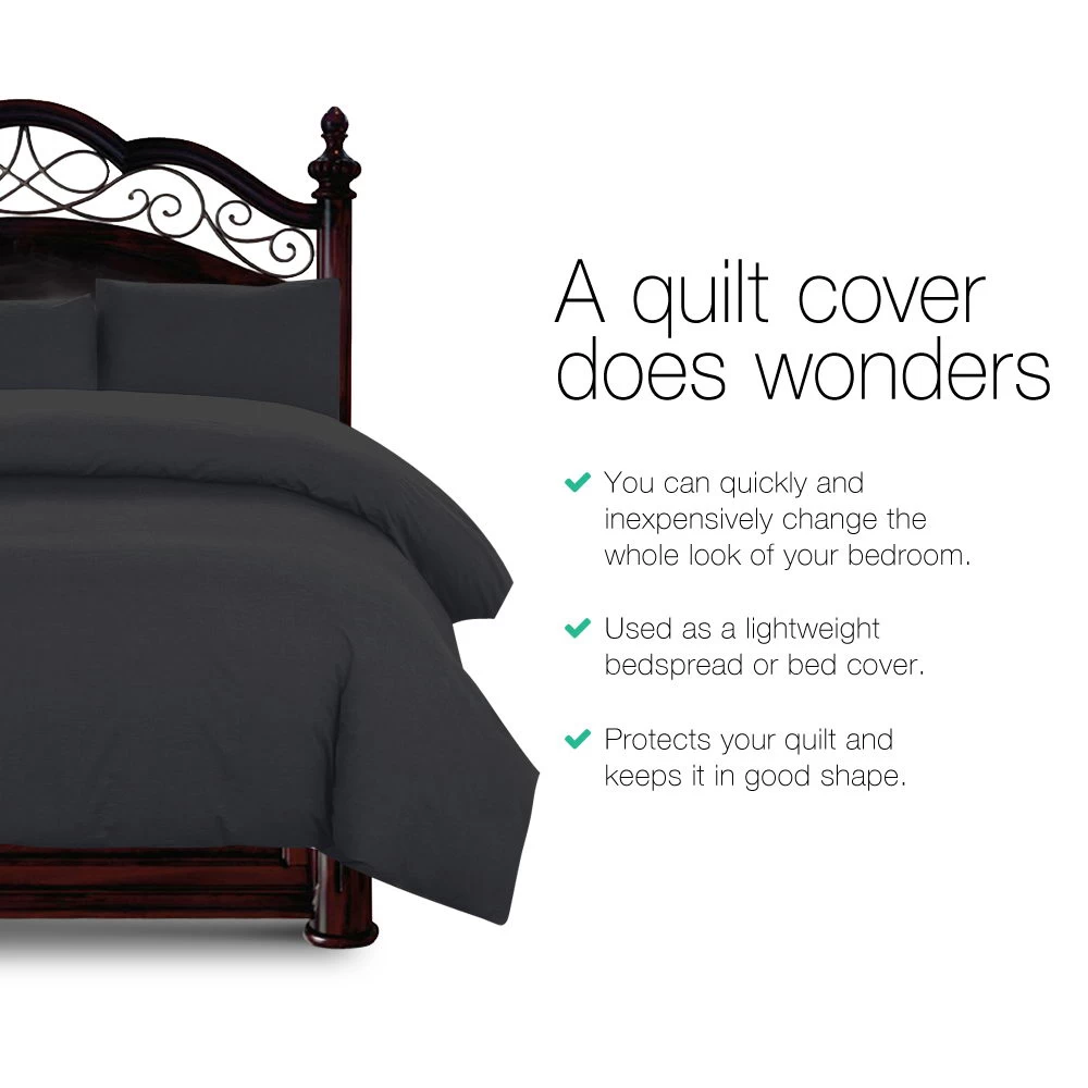Giselle Bedding King Size Classic Quilt Cover Set – Black 5 Giselle Bedding King Size Classic Quilt Cover Set – Black - Image 3
