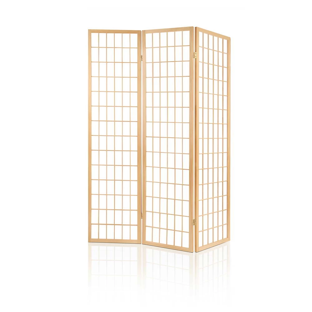 Artiss 3 Panel Wooden Room Divider – Natural 5 Artiss 3 Panel Wooden Room Divider – Natural - Image 3