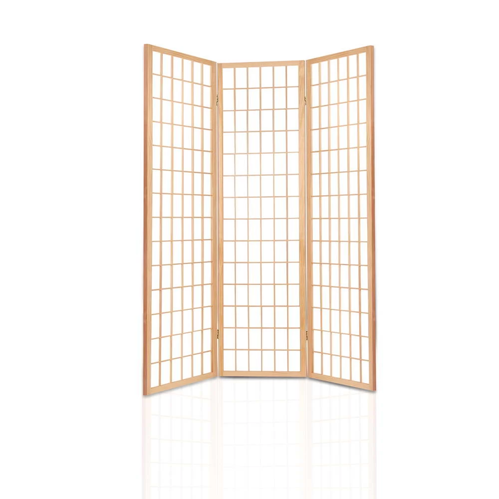 Artiss 3 Panel Wooden Room Divider – Natural 6 Artiss 3 Panel Wooden Room Divider – Natural - Image 4