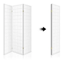 Artiss 3 Panel Wooden Room Divider – White -Furniture Shop RD 4019 3P WH 02