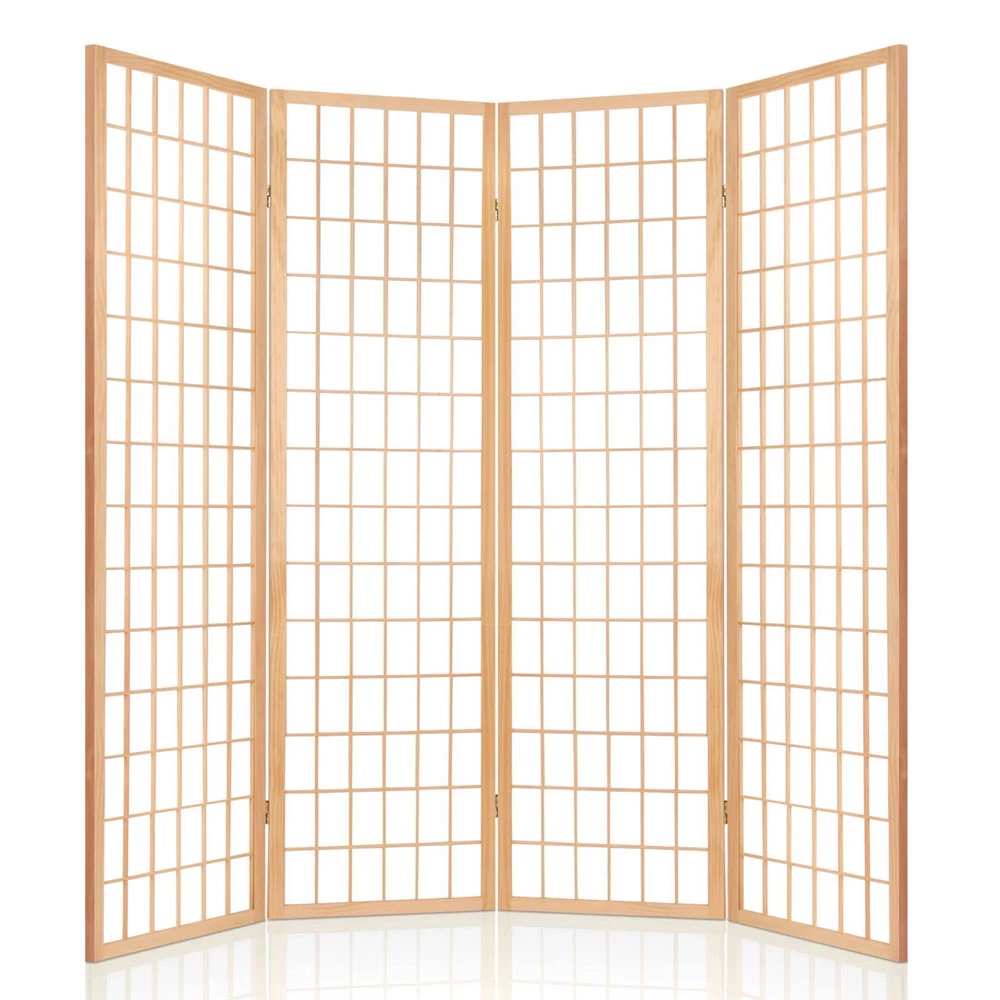 Artiss 4 Panel Wooden Room Divider – Natural 6 Artiss 4 Panel Wooden Room Divider – Natural - Image 4