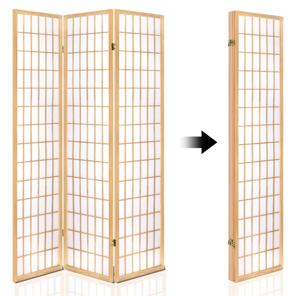Artiss 4 Panel Wooden Room Divider – Natural 7 Artiss 4 Panel Wooden Room Divider – Natural - Image 5