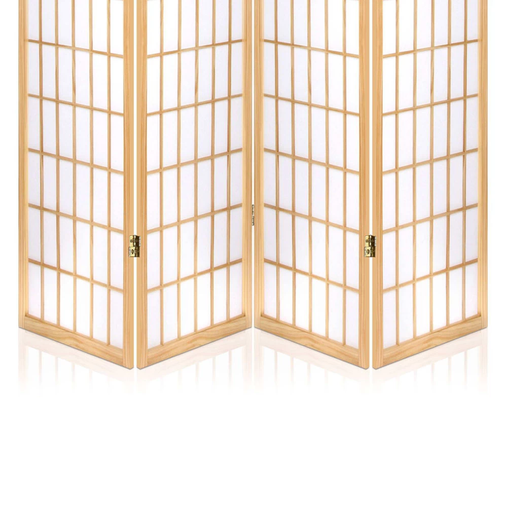 Artiss 4 Panel Wooden Room Divider – Natural 8 Artiss 4 Panel Wooden Room Divider – Natural - Image 6