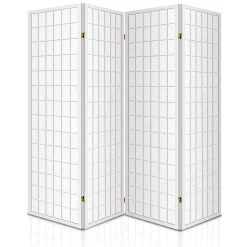 Artiss 4 Panel Wooden Room Divider – White -Furniture Shop RD 4019 4P WH 02