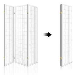 Artiss 4 Panel Wooden Room Divider – White -Furniture Shop RD 4019 4P WH 03