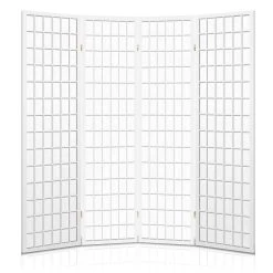 Artiss 4 Panel Wooden Room Divider – White -Furniture Shop RD 4019 4P WH 04