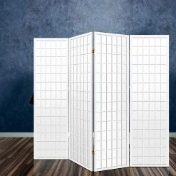 Artiss 4 Panel Wooden Room Divider – White -Furniture Shop RD 4019 4P WH 06
