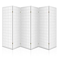 Artiss 6 Panel Room Divider Privacy Screen Foldable Pine Wood Stand White -Furniture Shop RD 4019 6P WH AB 02
