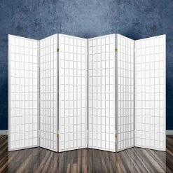 Artiss 6 Panel Room Divider Privacy Screen Foldable Pine Wood Stand White -Furniture Shop RD 4019 6P WH AB 06
