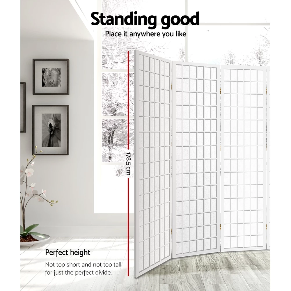 Artiss 8 Panel Room Divider Privacy Screen Dividers Stand Oriental Vintage White 5 Artiss 8 Panel Room Divider Privacy Screen Dividers Stand Oriental Vintage White - Image 3