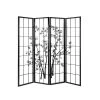Artiss 4 Panel Room Divider Screen Privacy Dividers Pine Wood Stand Shoji Bamboo Black White -Furniture Shop RD 5019 4P BK 00