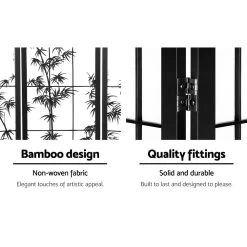 Artiss 4 Panel Room Divider Screen Privacy Dividers Pine Wood Stand Shoji Bamboo Black White -Furniture Shop RD 5019 4P BK 02