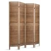 Artiss Room Divider Privacy Screen Foldable Partition Stand 4 Panel Brown -Furniture Shop RD B 0539 4P BR 00