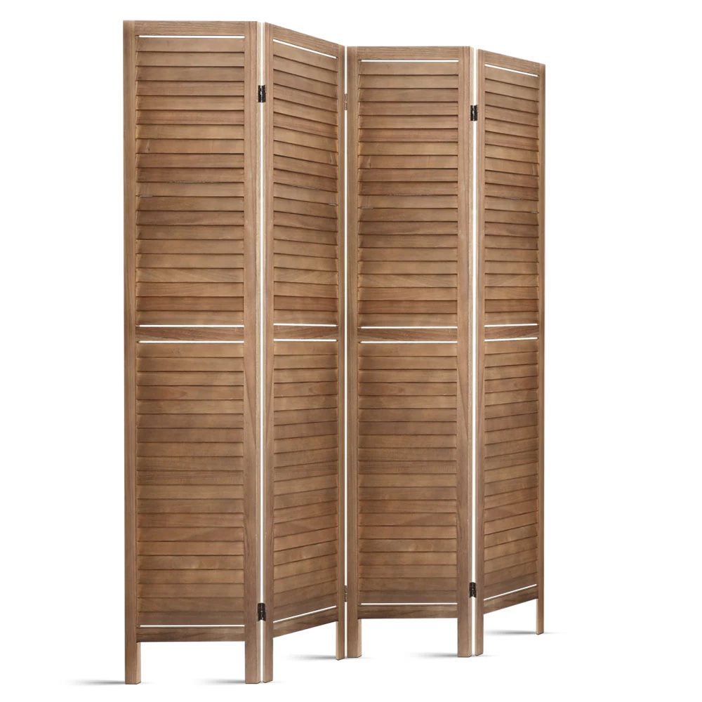 Artiss Room Divider Privacy Screen Foldable Partition Stand 4 Panel Brown 3 Artiss Room Divider Privacy Screen Foldable Partition Stand 4 Panel Brown