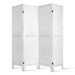 Artiss 4 Panel Foldable Wooden Room Divider – White -Furniture Shop RD B 0539 4P WH 02