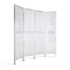 Artiss 4 Panel Foldable Wooden Room Divider – White -Furniture Shop RD B 0539 4P WH 03