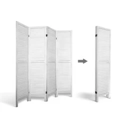 Artiss 4 Panel Foldable Wooden Room Divider – White -Furniture Shop RD B 0539 4P WH 04