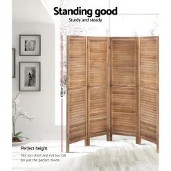 Artiss Room Divider Screen 8 Panel Privacy Wood Dividers Stand Bed Timber Brown -Furniture Shop RD B 0539 8P BR 02