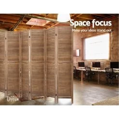 Artiss Room Divider Screen 8 Panel Privacy Wood Dividers Stand Bed Timber Brown -Furniture Shop RD B 0539 8P BR 05