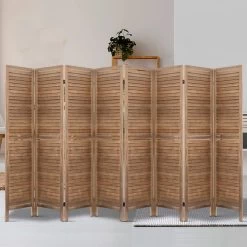 Artiss Room Divider Screen 8 Panel Privacy Wood Dividers Stand Bed Timber Brown -Furniture Shop RD B 0539 8P BR 06