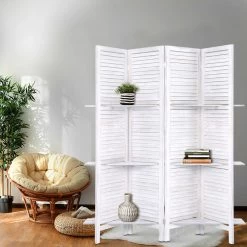 Artiss Room Divider Privacy Screen Foldable Partition Stand 4 Panel White 14 Artiss Room Divider Privacy Screen Foldable Partition Stand 4 Panel White -Furniture Shop RD B 0590 4P WH 06