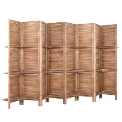 Artiss Room Divider Screen 8 Panel Privacy Dividers Shelf Wooden Timber Stand -Furniture Shop RD B 0590 8P BR 02