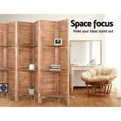 Artiss Room Divider Screen 8 Panel Privacy Dividers Shelf Wooden Timber Stand -Furniture Shop RD B 0590 8P BR 03