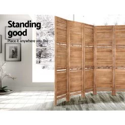 Artiss Room Divider Screen 8 Panel Privacy Dividers Shelf Wooden Timber Stand -Furniture Shop RD B 0590 8P BR 04