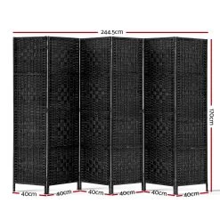 Artiss 6 Panel Room Divider – Black -Furniture Shop RD C 8001 6P BK 01