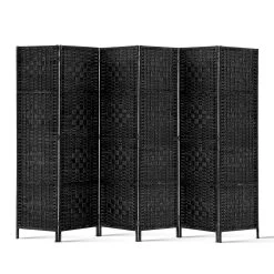 Artiss 6 Panel Room Divider – Black -Furniture Shop RD C 8001 6P BK 02