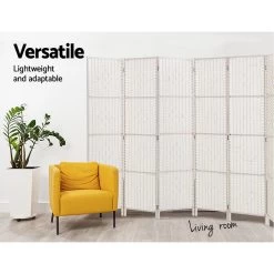 Artiss 8 Panels Room Divider Screen Privacy Rattan Timber Fold Woven Stand White -Furniture Shop RD C 8001 8P WH 03