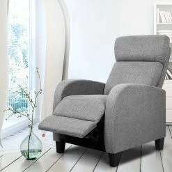 Artiss Fabric Reclining Armchair – Grey -Furniture Shop RECLINER A1 GY AB 06