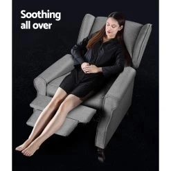 Artiss Recliner Chair Luxury Lounge Armchair Single Sofa Couch Fabric Grey -Furniture Shop RECLINER A6 LIN GY 02