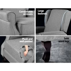 Artiss Recliner Chair Luxury Lounge Armchair Single Sofa Couch Fabric Grey -Furniture Shop RECLINER A6 LIN GY 05