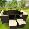 9pc PE Rattan Cube Dining Garden Set – Brown