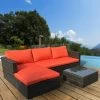 Malibu 3pc Outdoor Sofa Furniture Set With Chaise – Orange -Furniture Shop SOFA MLB 3PC RED cg
