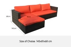 Malibu 3pc Outdoor Sofa Furniture Set With Chaise – Orange -Furniture Shop SOFA MLB 3PC red f 5