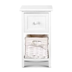 2 PCS Ariss Bedside Table – White -Furniture Shop ST CAB 1D 1B WHX2 02