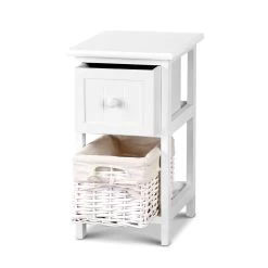 2 PCS Ariss Bedside Table – White -Furniture Shop ST CAB 1D 1B WHX2 03