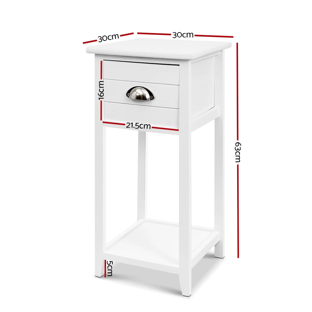 Artiss Bedside Table Nightstand Drawer Storage Cabinet Lamp Side Shelf White 4 Artiss Bedside Table Nightstand Drawer Storage Cabinet Lamp Side Shelf White - Image 2