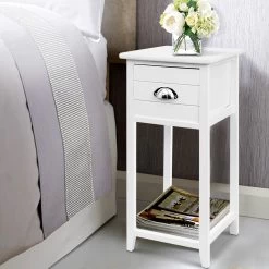 Artiss Bedside Table Nightstand Drawer Storage Cabinet Lamp Side Shelf White 15 Artiss Bedside Table Nightstand Drawer Storage Cabinet Lamp Side Shelf White -Furniture Shop ST CAB 1D VIN WH 06 1