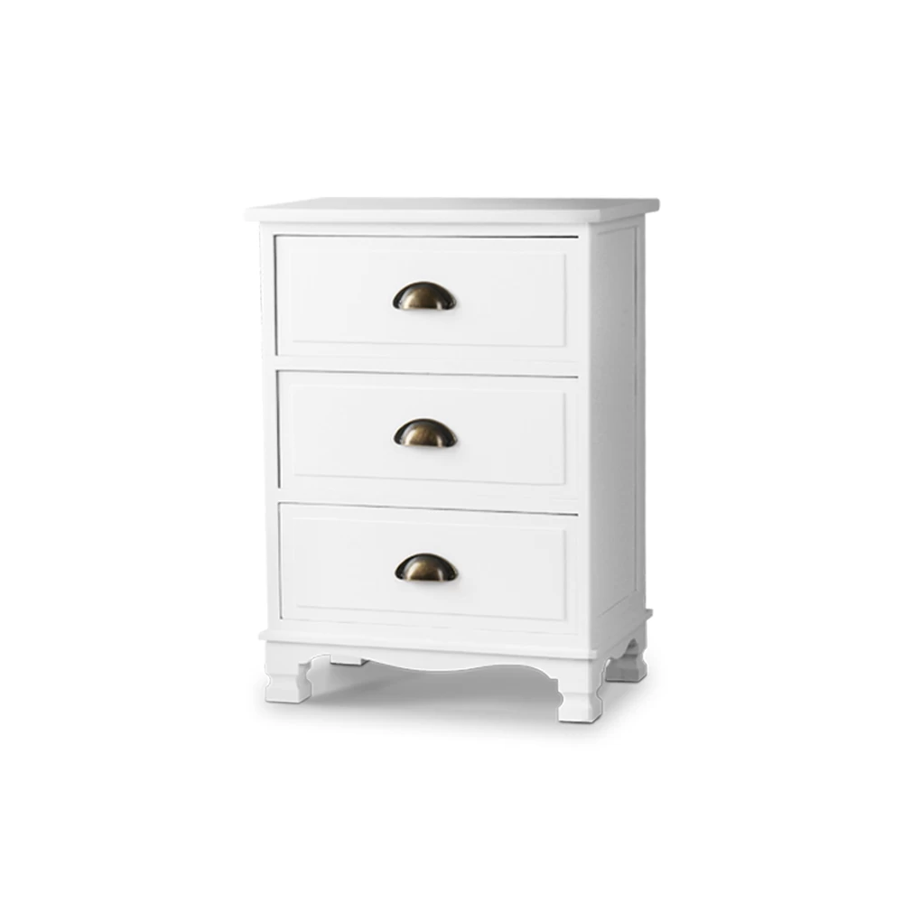 Artiss Vintage Bedside Table Chest Storage Cabinet Nightstand White 3 Artiss Vintage Bedside Table Chest Storage Cabinet Nightstand White
