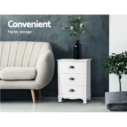 Artiss Vintage Bedside Table Chest Storage Cabinet Nightstand White 11 Artiss Vintage Bedside Table Chest Storage Cabinet Nightstand White -Furniture Shop ST CAB B 3D WH 02