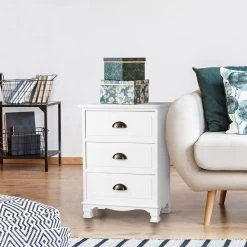 Artiss Vintage Bedside Table Chest Storage Cabinet Nightstand White 15 Artiss Vintage Bedside Table Chest Storage Cabinet Nightstand White -Furniture Shop ST CAB B 3D WH 06