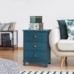 Artiss Bedside Tables Drawers Side Table Cabinet Vintage Blue Storage Nightstand 15 Artiss Bedside Tables Drawers Side Table Cabinet Vintage Blue Storage Nightstand -Furniture Shop ST CAB B VIN3D BU 06