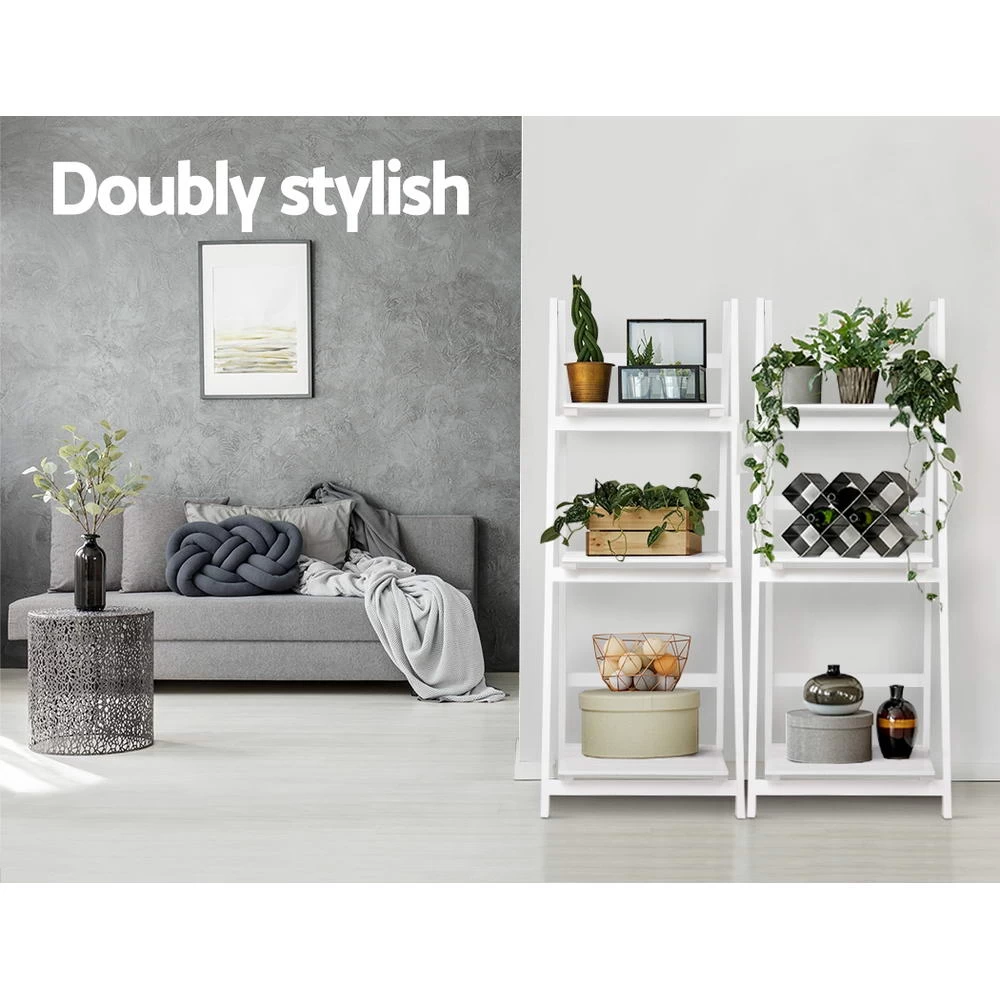 Artiss Display Shelf 3 Tier Wooden Ladder Stand Storage Book Shelves Rack White 9 Artiss Display Shelf 3 Tier Wooden Ladder Stand Storage Book Shelves Rack White - Image 7