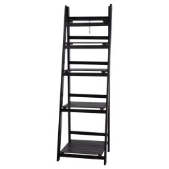 Artiss Display Shelf 5 Tier Wooden Ladder Stand Storage Book Shelves Rack Coffee -Furniture Shop ST CAB SHELF 5T COF 02