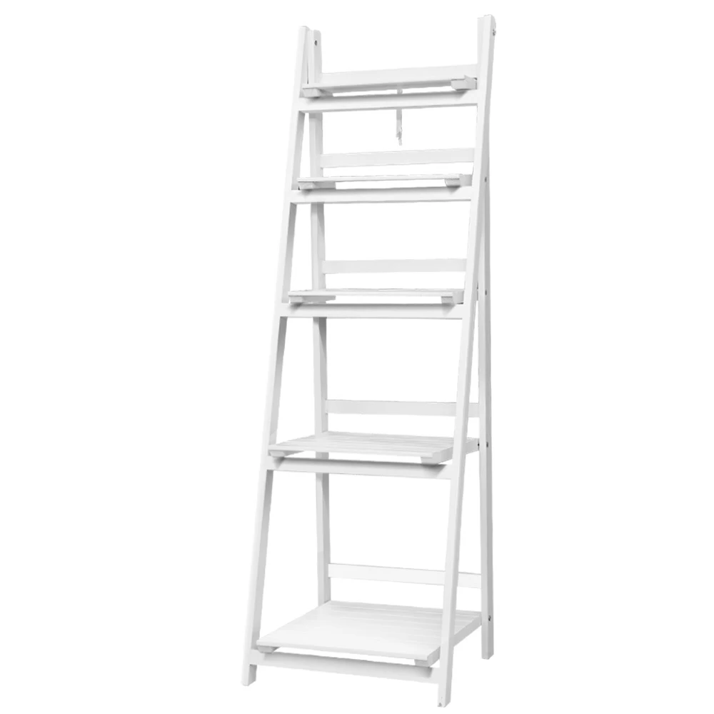 Artiss Display Shelf 5 Tier Wooden Ladder Stand Storage Book Shelves Rack White 3 Artiss Display Shelf 5 Tier Wooden Ladder Stand Storage Book Shelves Rack White