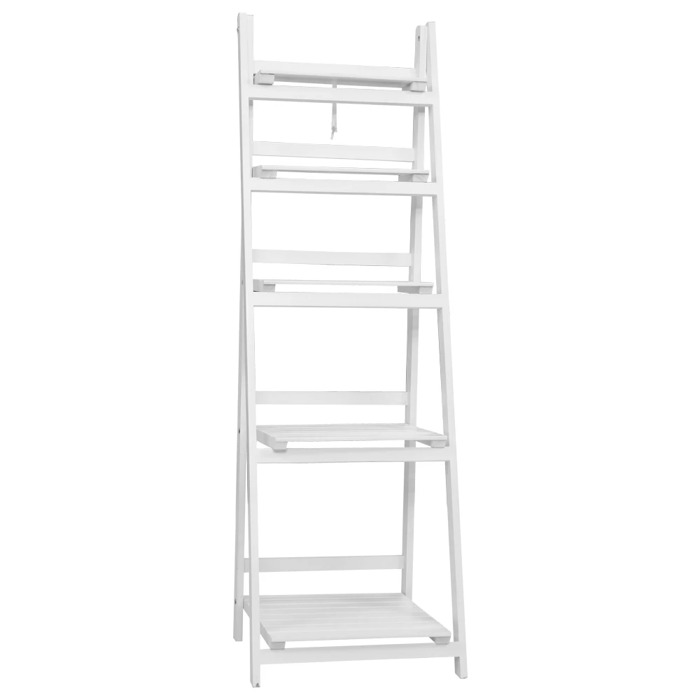 Artiss Display Shelf 5 Tier Wooden Ladder Stand Storage Book Shelves Rack White 5 Artiss Display Shelf 5 Tier Wooden Ladder Stand Storage Book Shelves Rack White - Image 3
